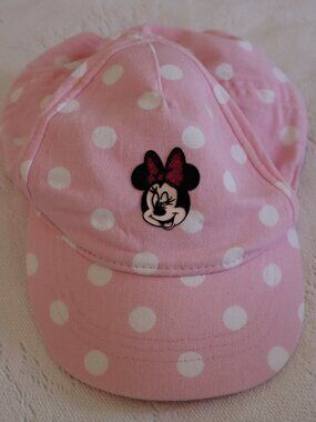 Minnie Mouse Girls cap hat pink with white polka dots and adjustable back